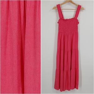 Copper Key Smocked Tier Midi Dress